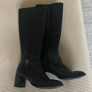 Karen Scott Leather Black Heeled Boots